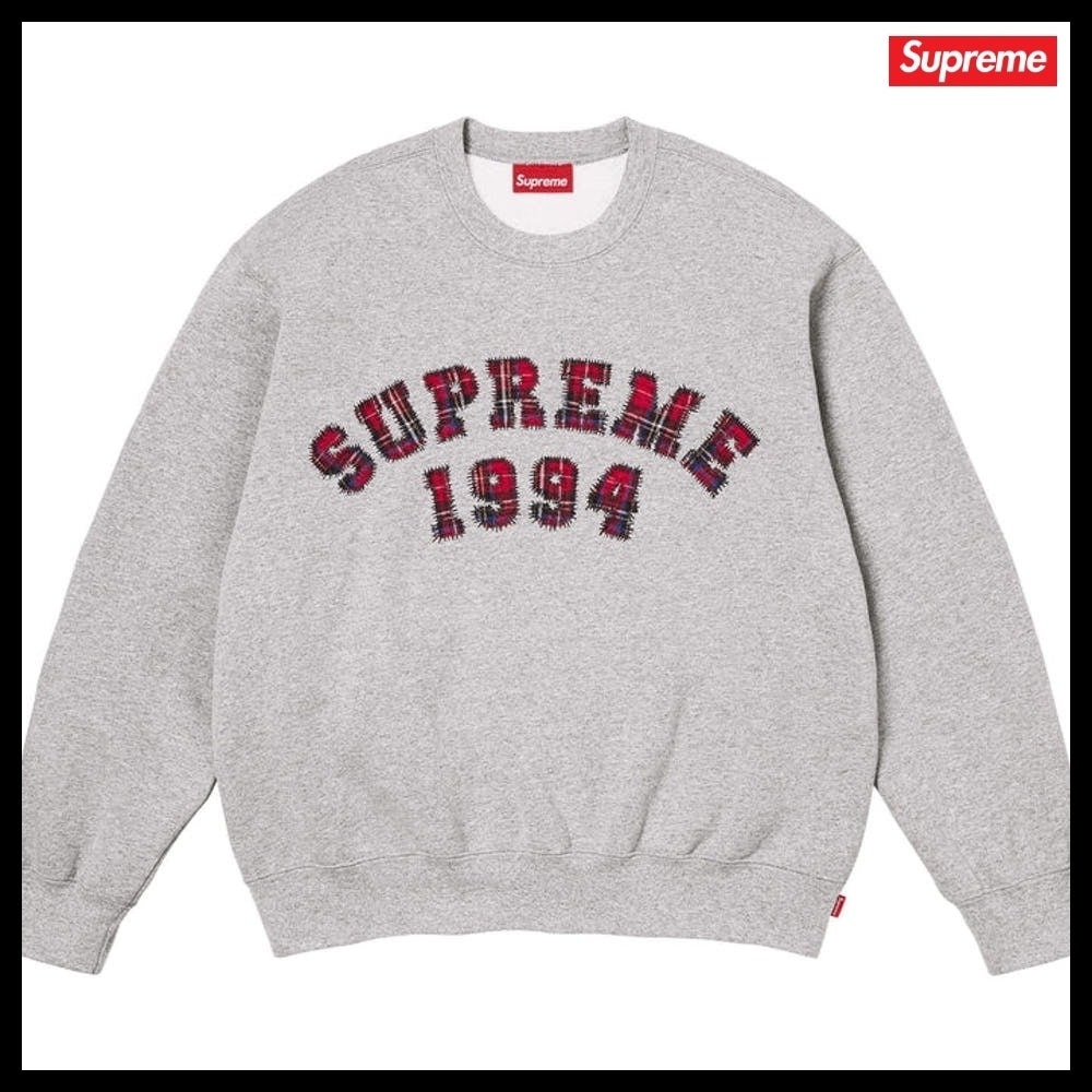 【Supreme】Plaid Arc Crewneck Heather Grey 26SS