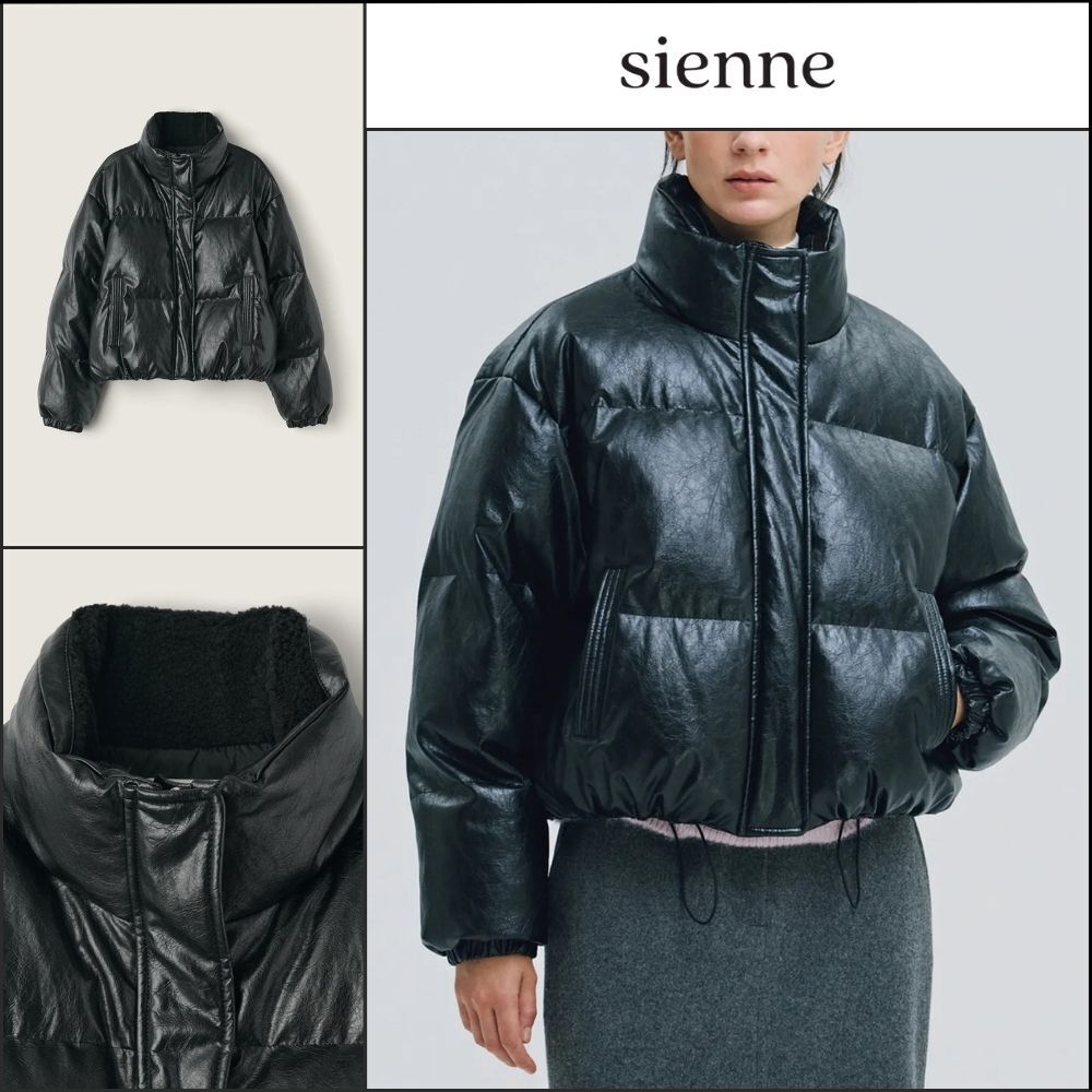 【SIENNE】Nuit Leather Goose-down Black