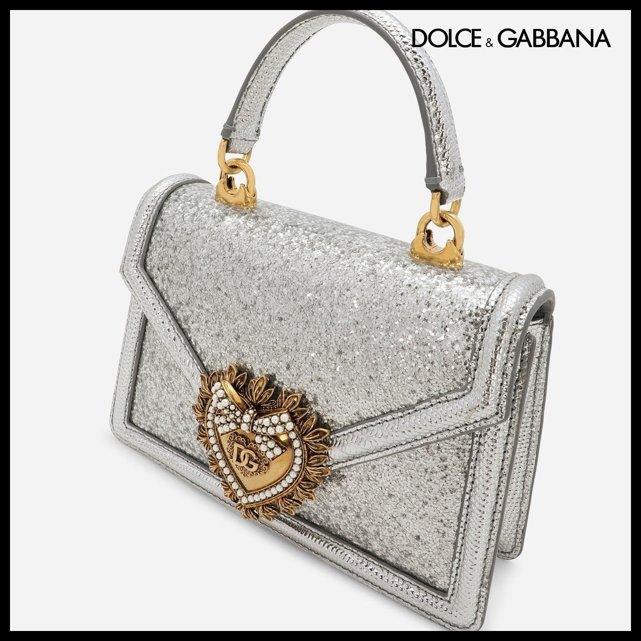 【Dolce & Gabbana】Small Devotion Top-Handle Bag Silver