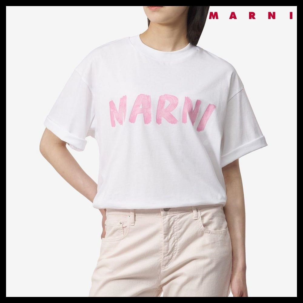 【MARNI】ロゴプリント 半袖Tシャツ リリーホワイト
