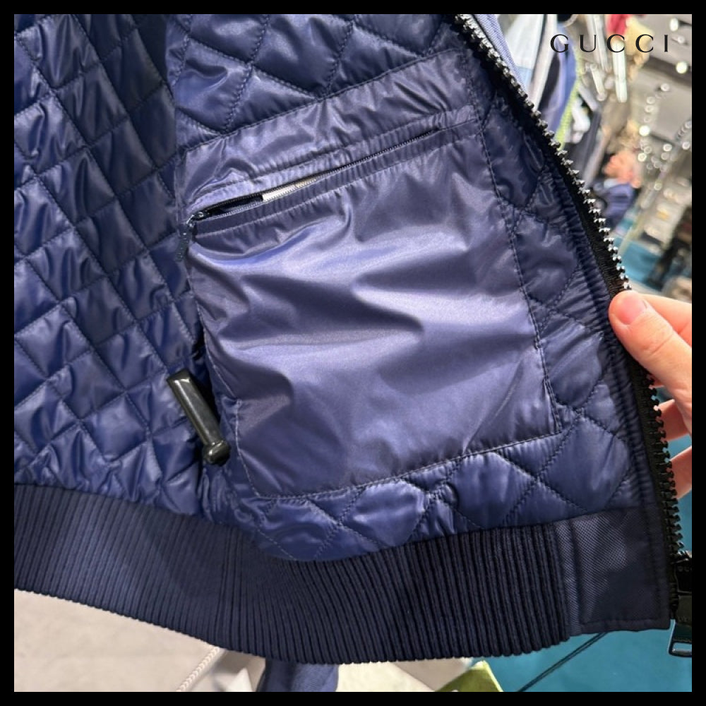 【GUCCI】GG Heavy Nylon Canvas Zip-Up Jacket Caspian
