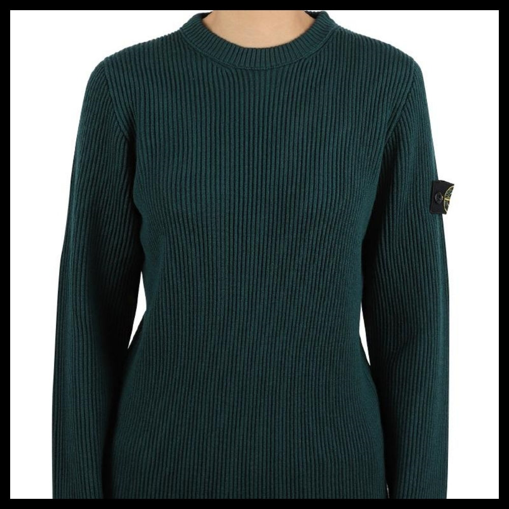 【STONE ISLAND】 Kids Wappen Patch Ribbed Pullover Knit