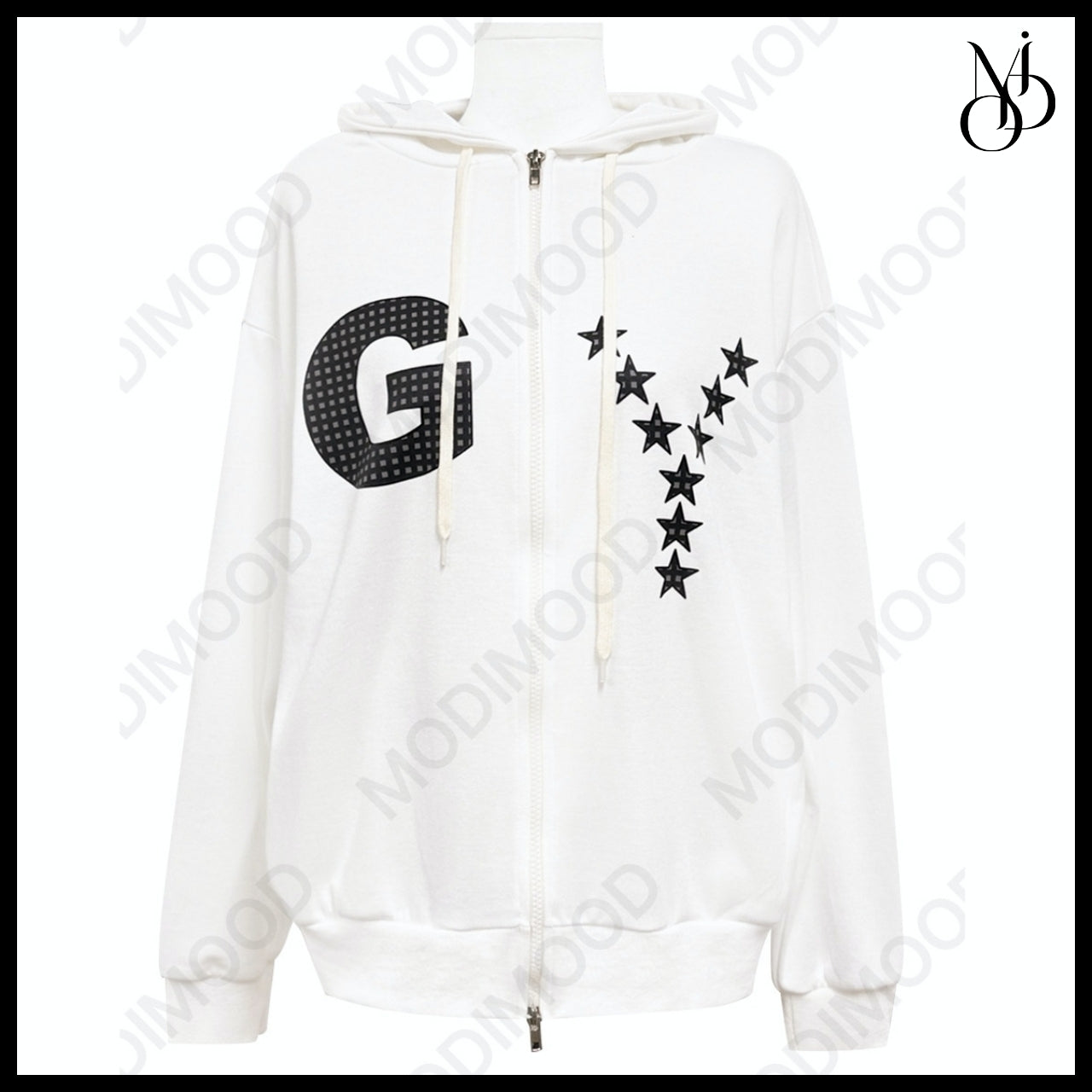 【MODIMOOD】Loose Fit Star Hoodie Zip-Up 4 Colors