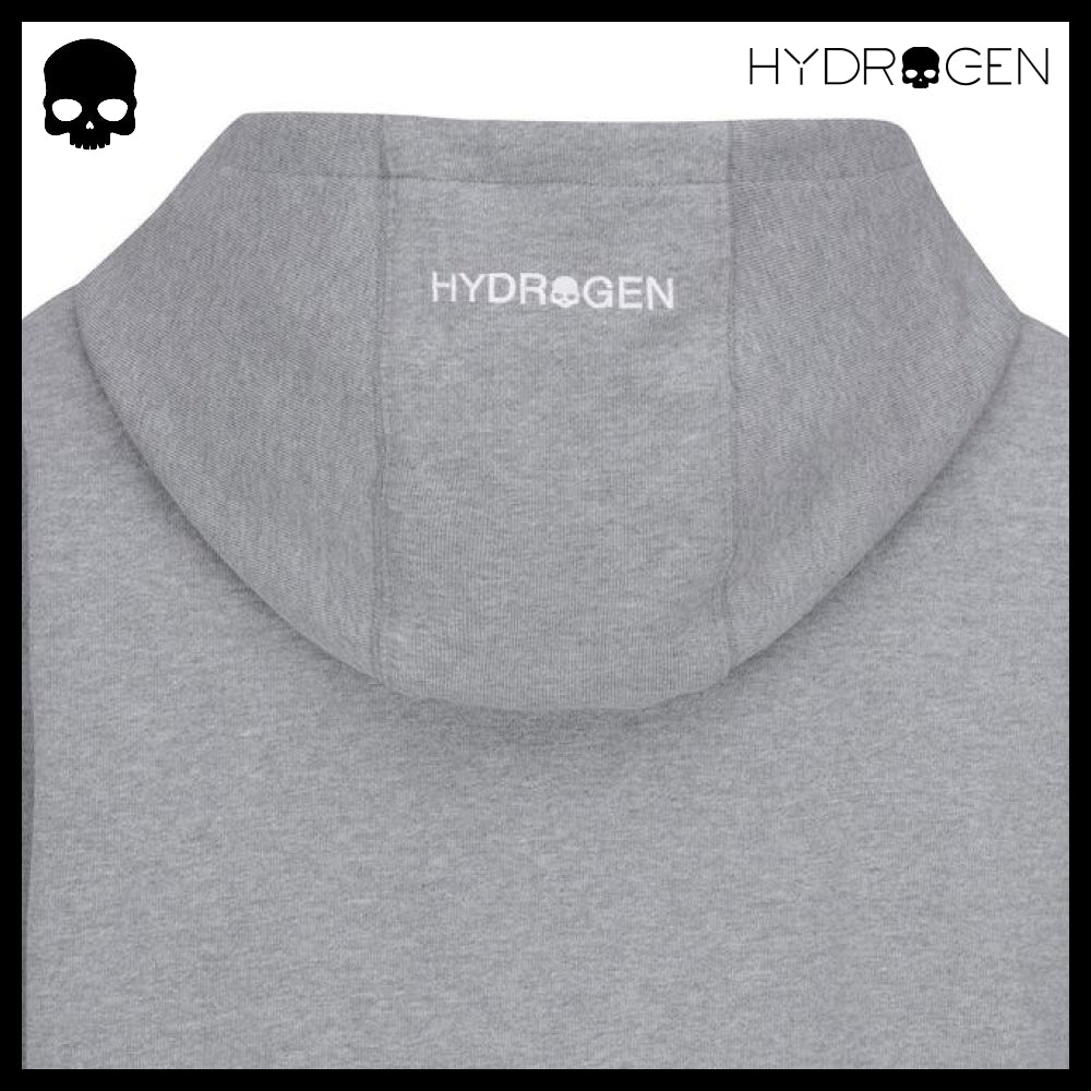 【HYDROGEN】UNI BASIC SKULL LOGO HOODIE MELANGE GREY
