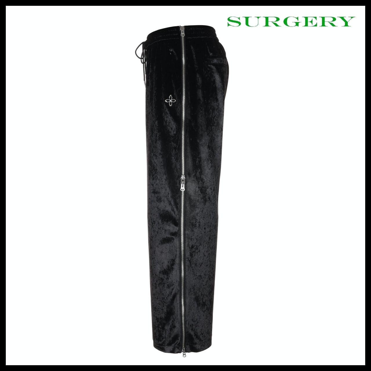 【SURGERY】Side Zip Velvet Wide Track Pants Black
