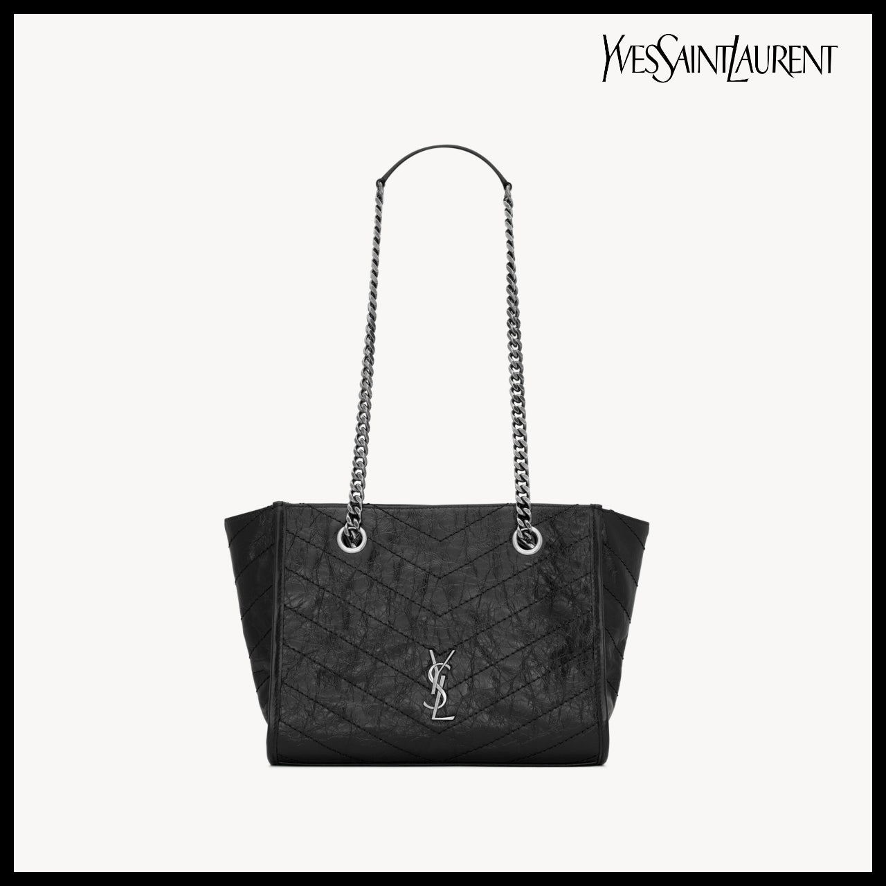 【Saint Laurent】Vintage Leather Small Tote Shoulder Bag