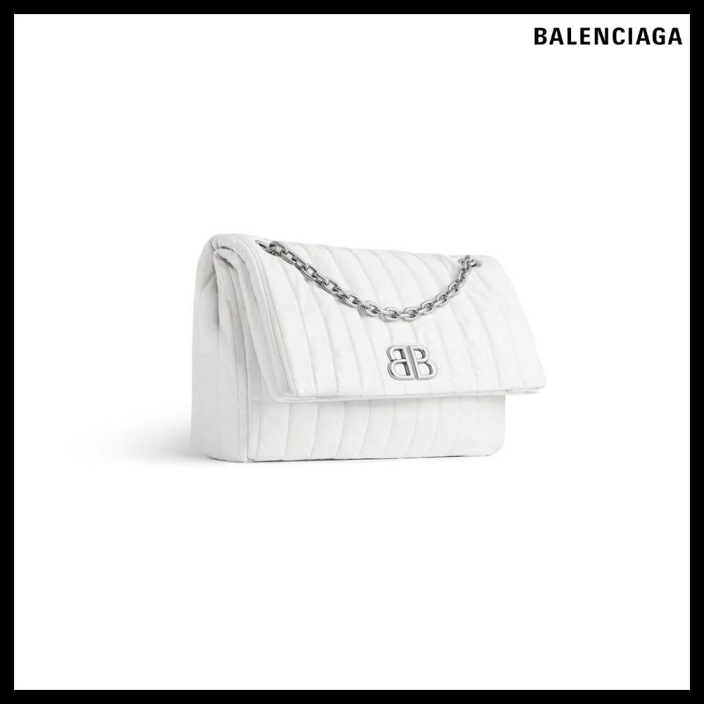 【BALENCIAGA】Monaco Medium Chain Bag Quilted Off White