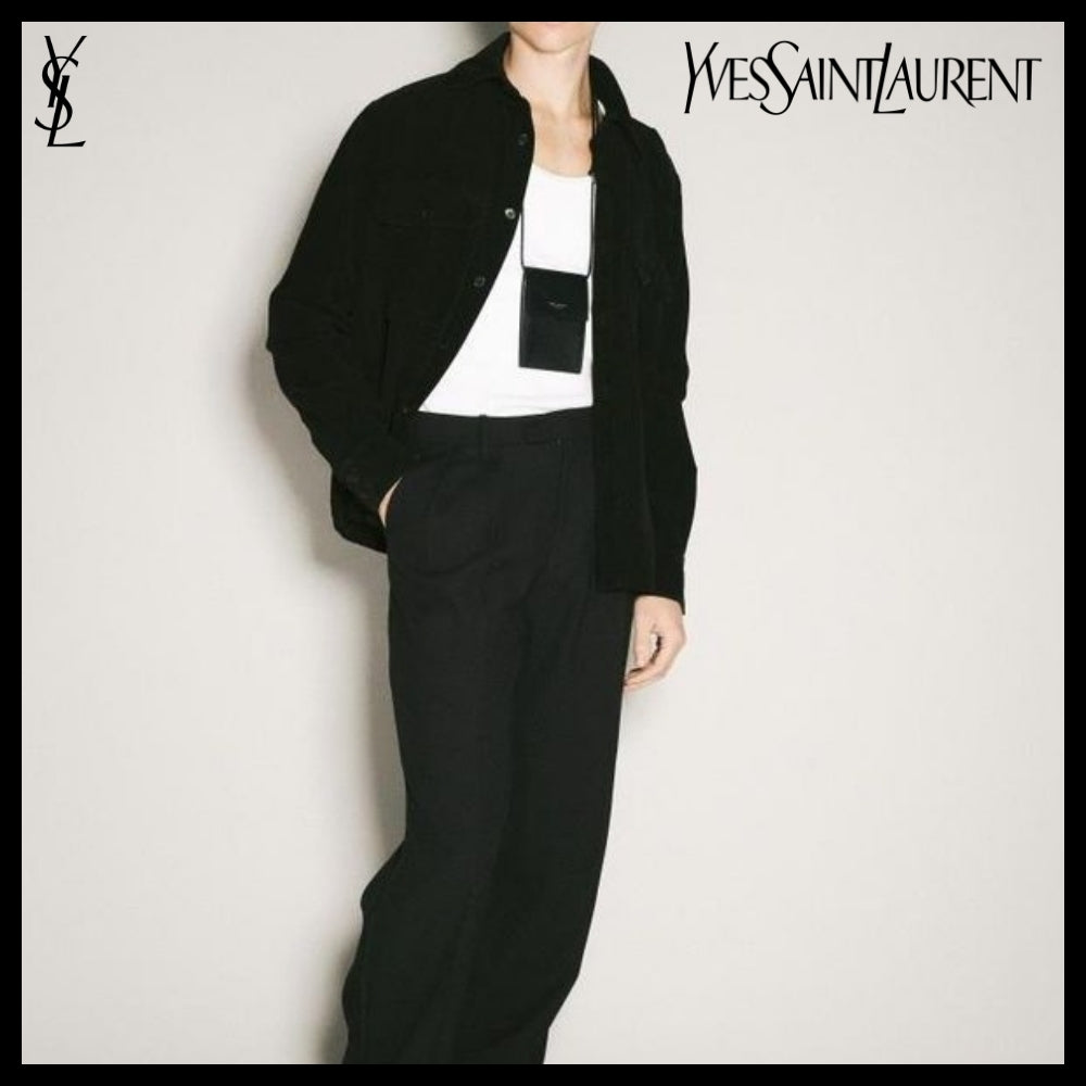【SAINT LAURENT】 LOGO LEATHER CROSSBODY BAG