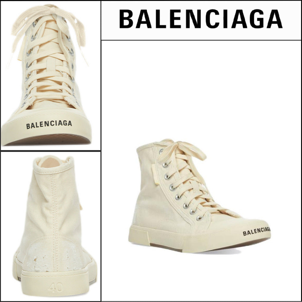 【BALENCIAGA】Paris High Top Sneaker Destroyed White