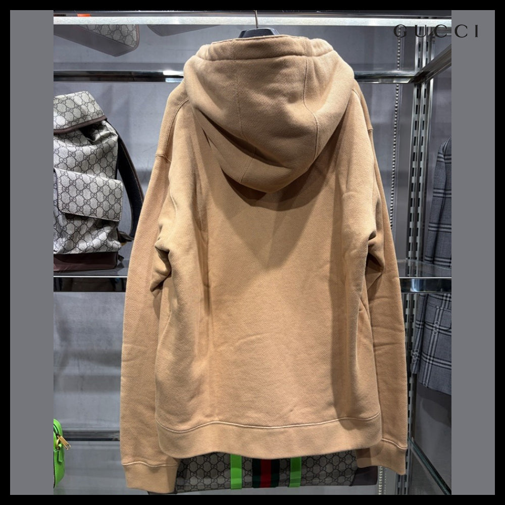 【GUCCI】Interlocking G Heavy Felted Cotton Jersey Hoodie