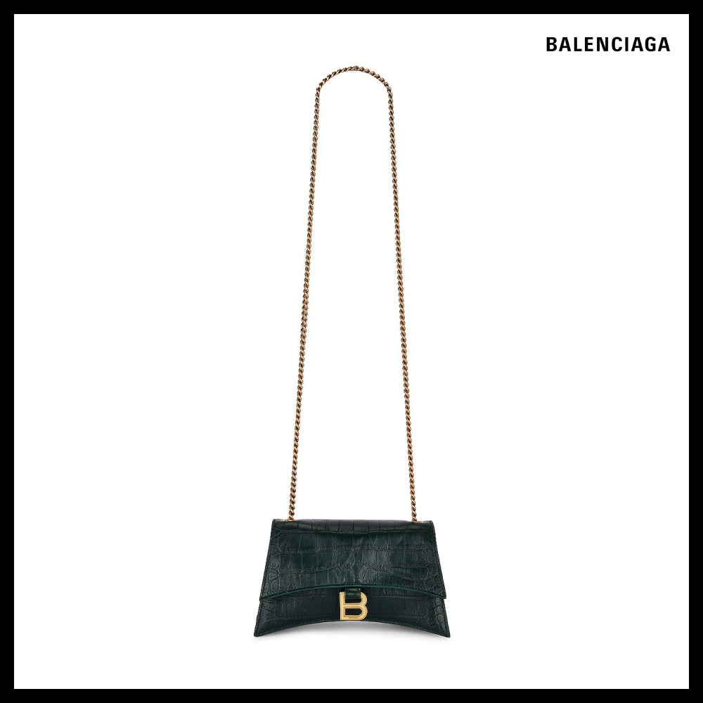 【BALENCIAGA】Crush XS Chain Bag Crocodile Embossed Green