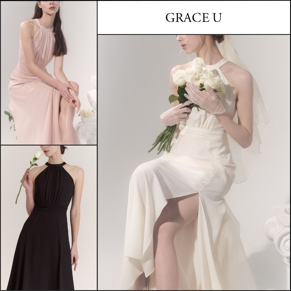 【GRACE U】Isabel Halter-Neck One-Piece 3 Colors