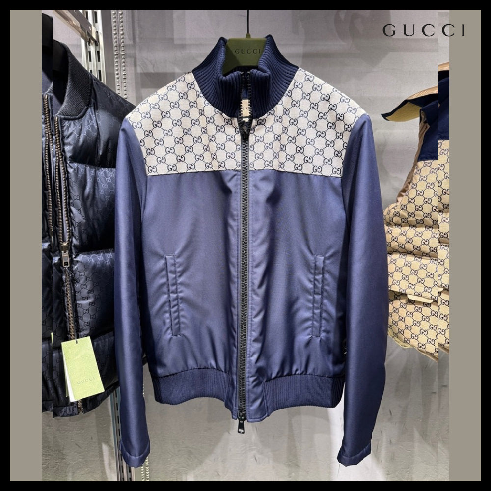 【GUCCI】GG Heavy Nylon Canvas Zip-Up Jacket Caspian