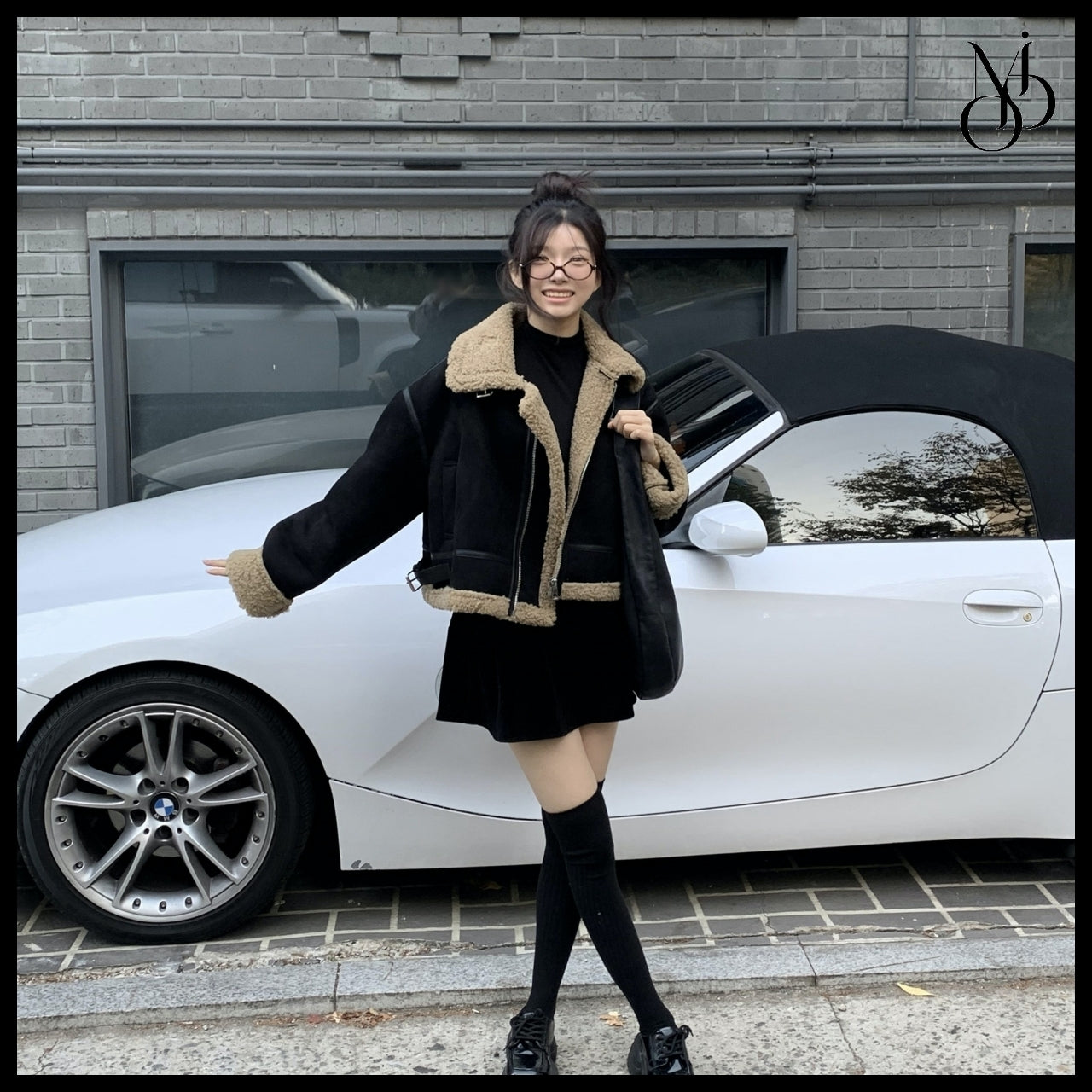 【MODIMOOD】Gumi Crop Shearling Suede Mustang 2 Colors