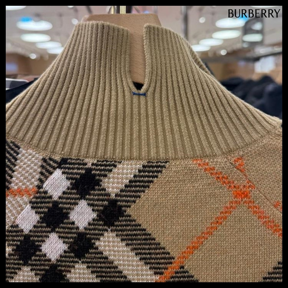 【Burberry】Check Wool Mohair Two-Way Blend Jacket Sand
