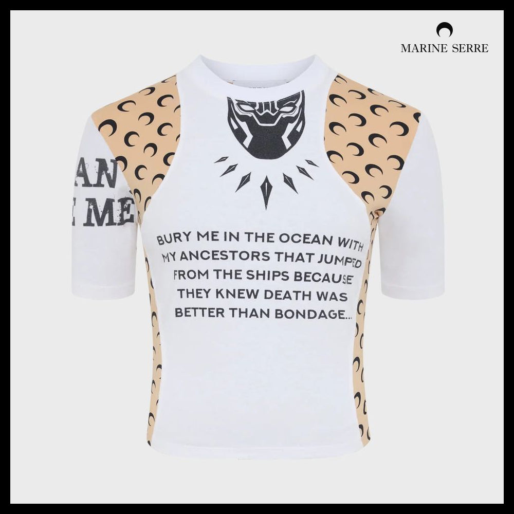 【MARINE SERRE】Regenerated Graphic Baby Fit T Shirt White