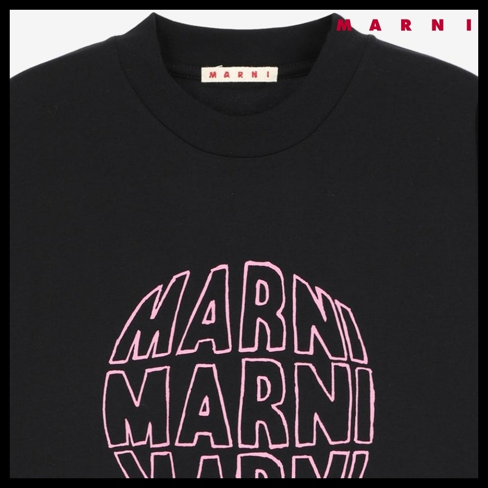 【MARNI】クルーネック ロゴプリント 半袖Tシャツ ブラック