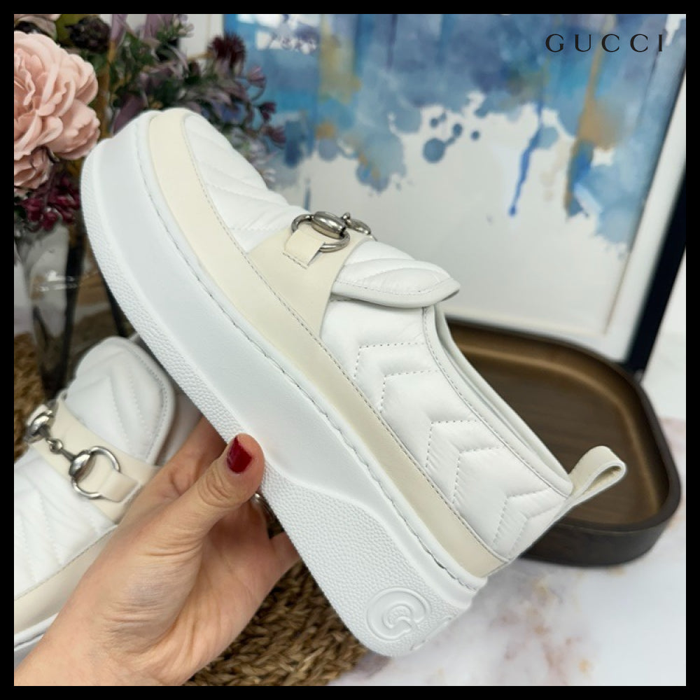 【GUCCI】Horsebit Matelasse Calf Leather Women’s Sneakers