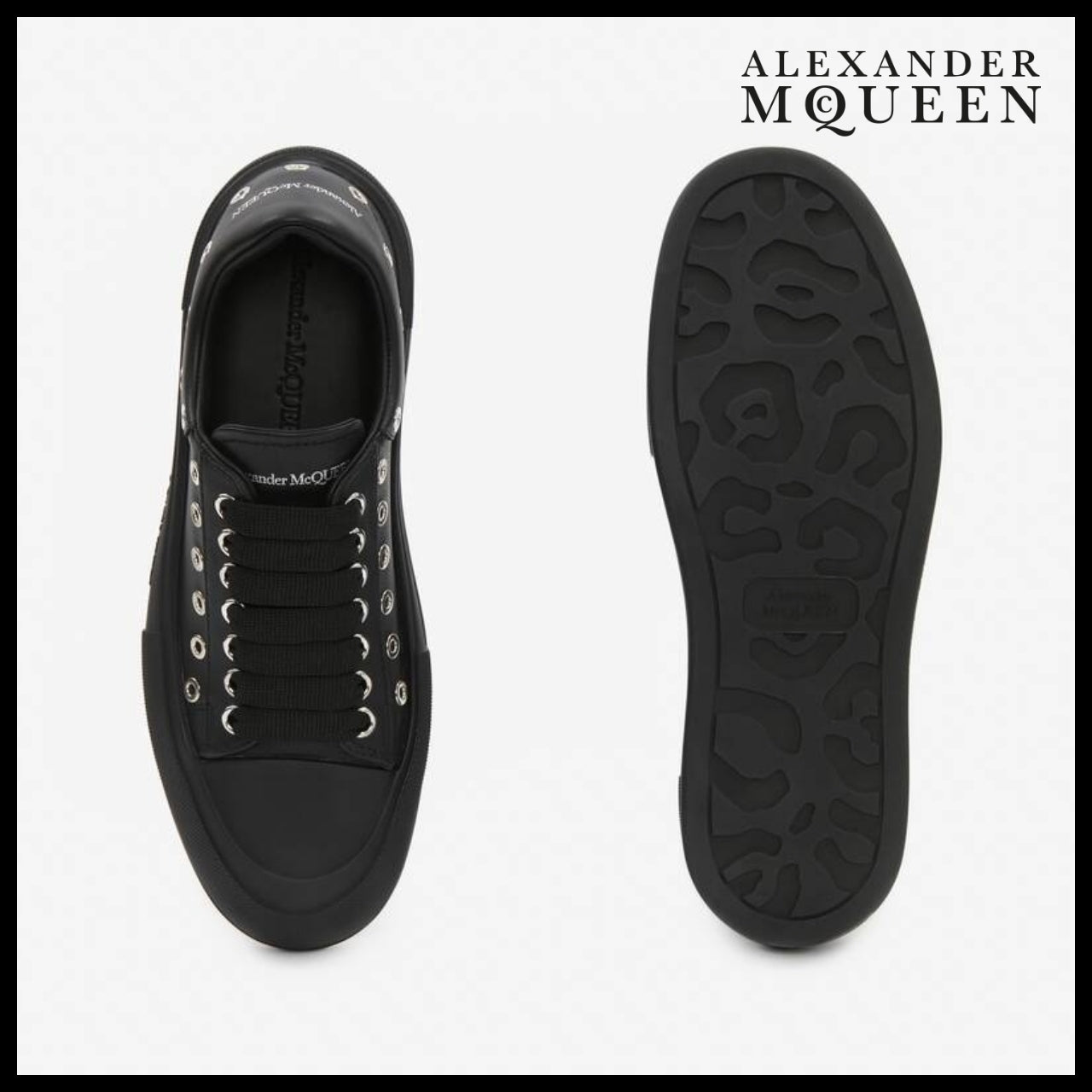 【Alexander Mcqueen】Men's Deck Plimsoll Black Silver
