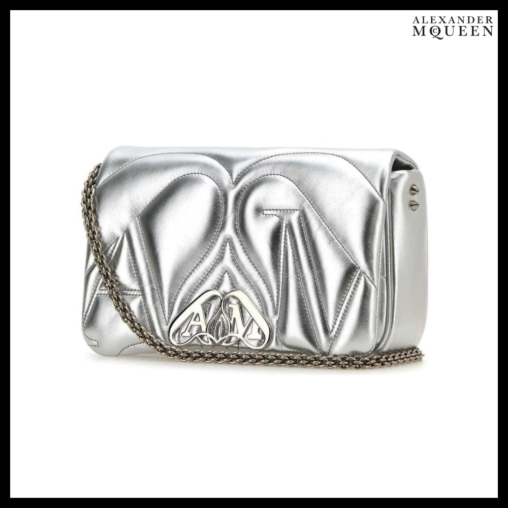 【Alexander Mcqueen】Silver Leather Small Seal Shoulder Bag