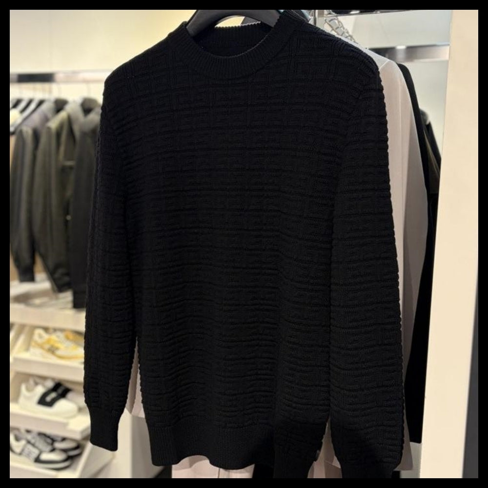 【GIVENCHY】Jacquard Wool Knit Sweater Black