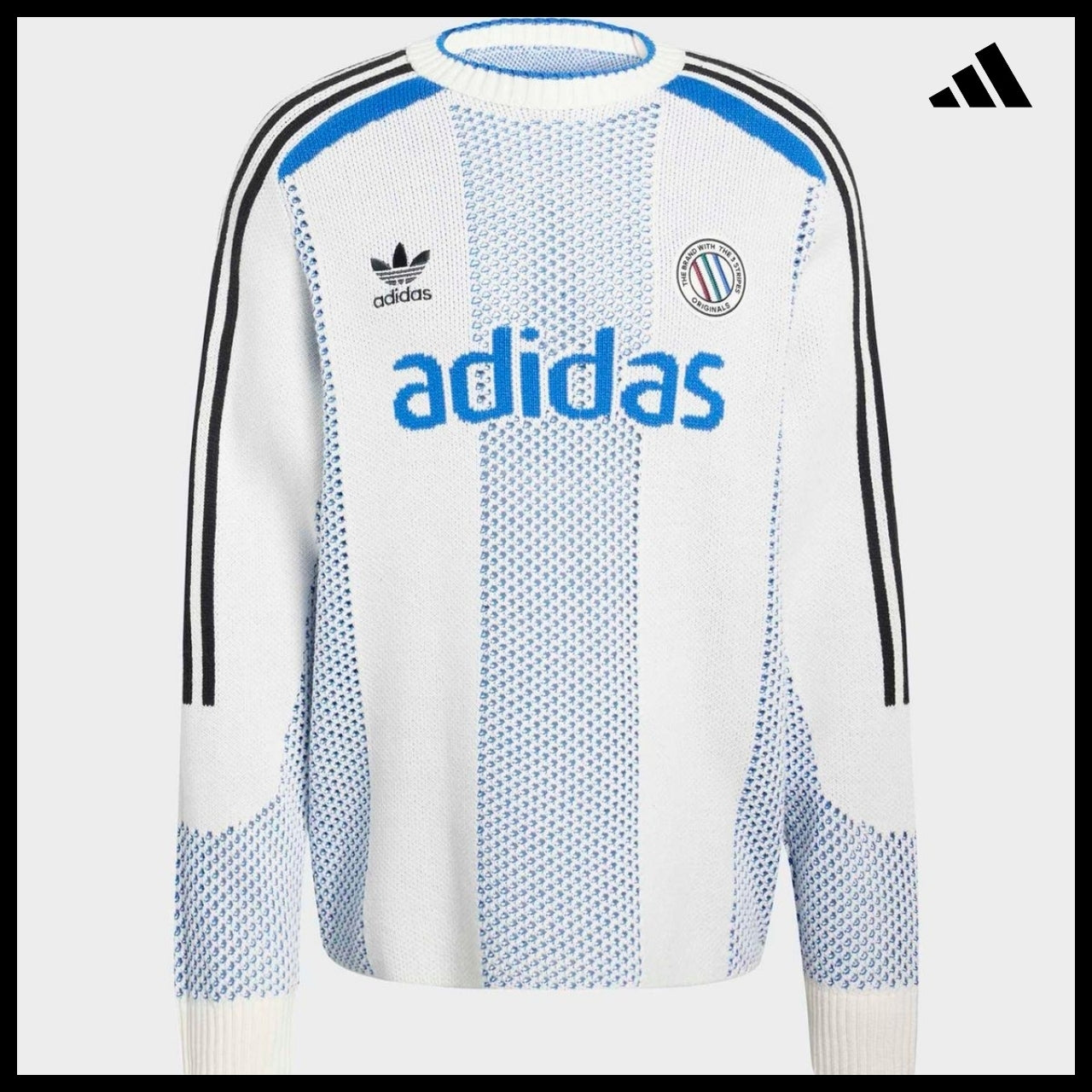 【ADIDAS】Block Core White Lightweight Long Sleeve Knit