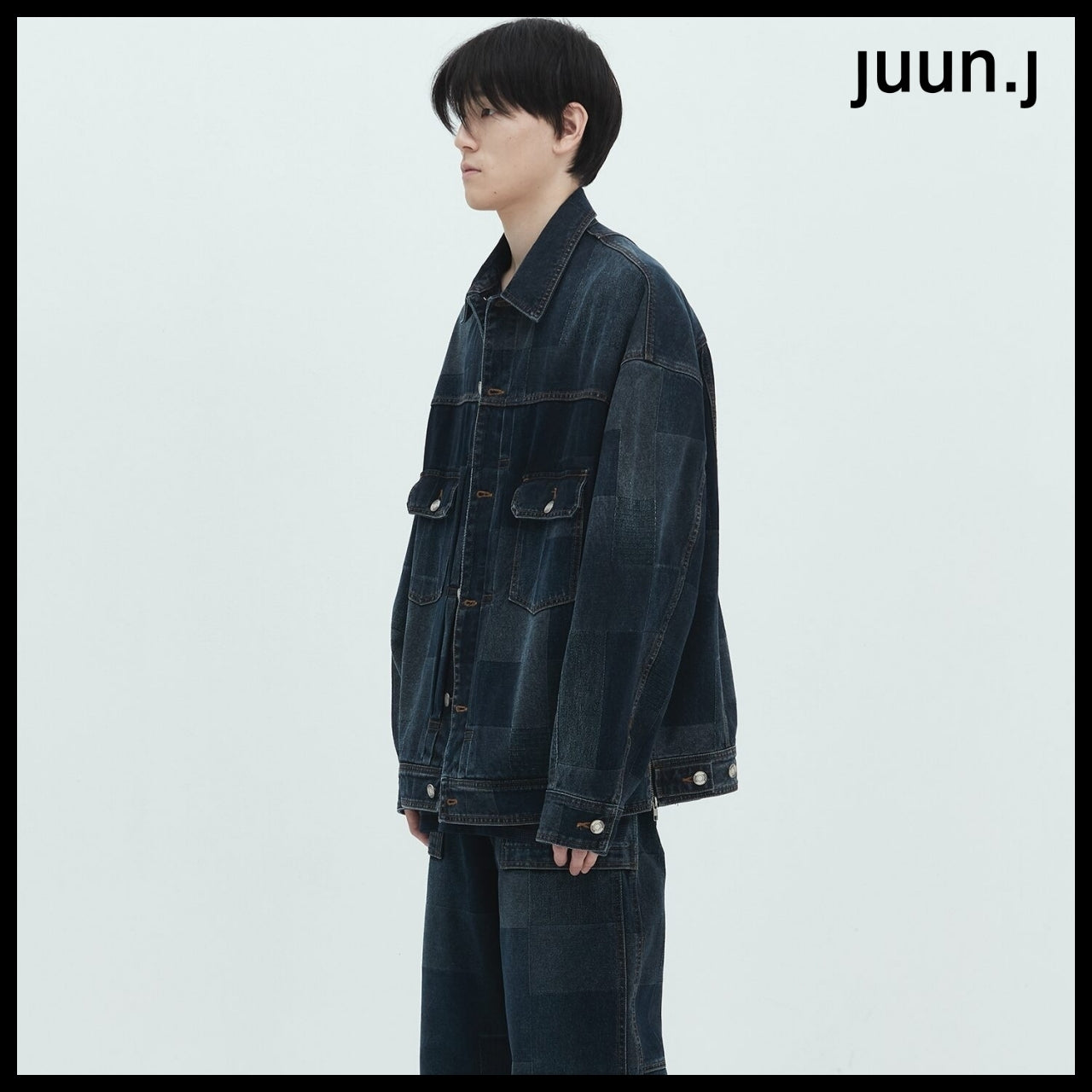 【JUUN.J】Jacquard Denim Trucker Navy
