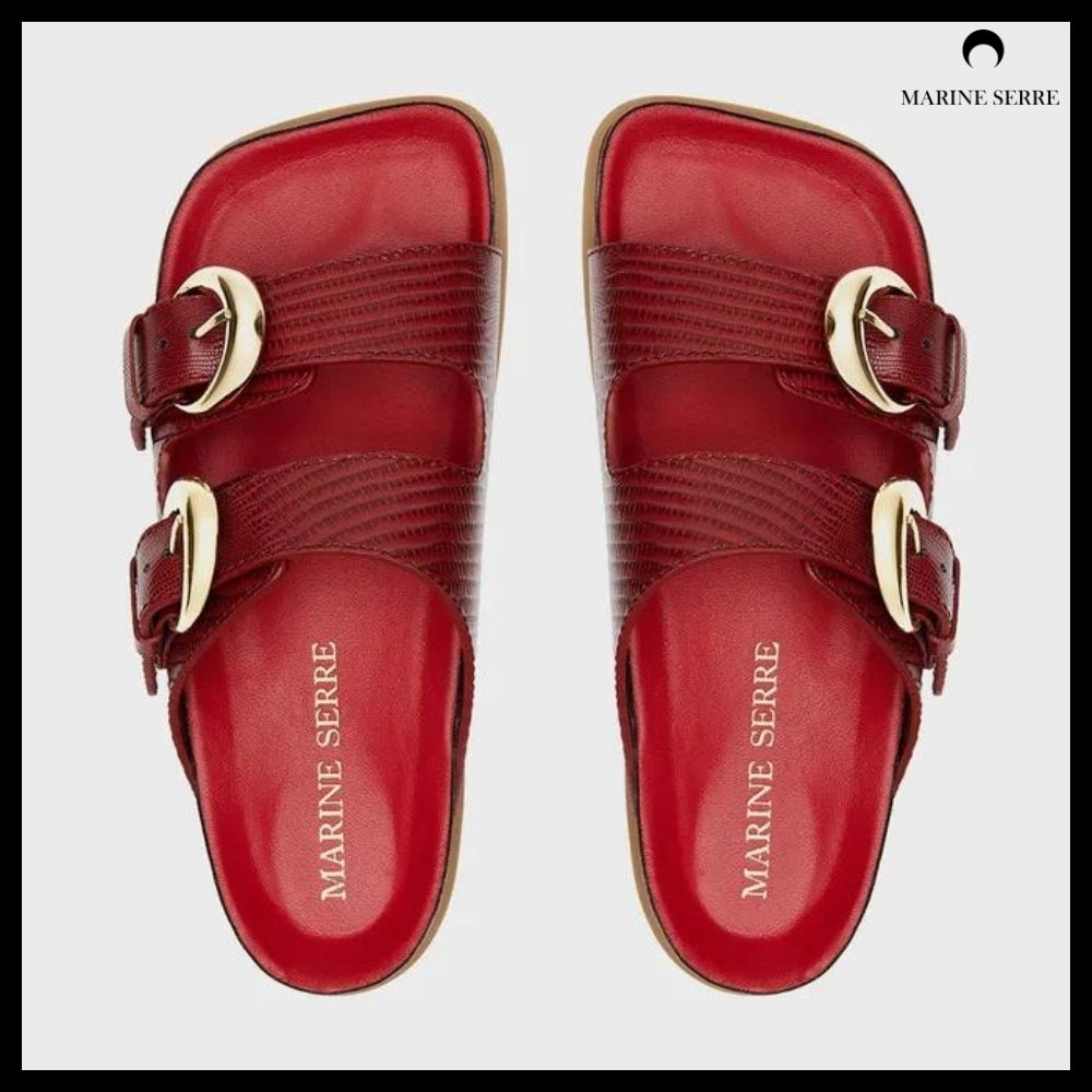 【MARINE SERRE】Men's LIZARD PRINTED LEATHER MS SLIDE RD10