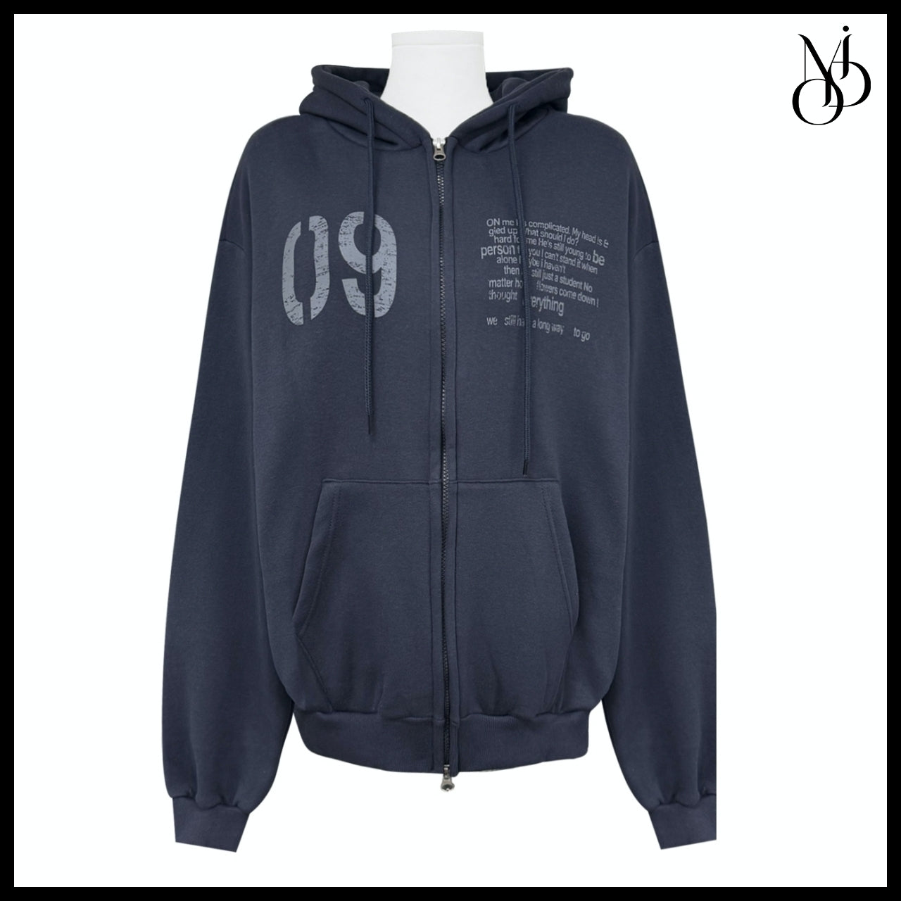 【MODIMOOD】Older Lettering Hoodie Zip-Up 3 Colors