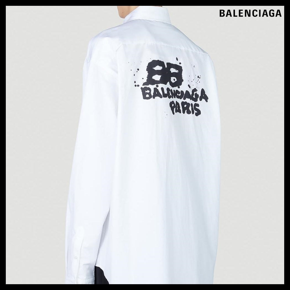 【BALENCIAGA】Paint Logo Shirt White