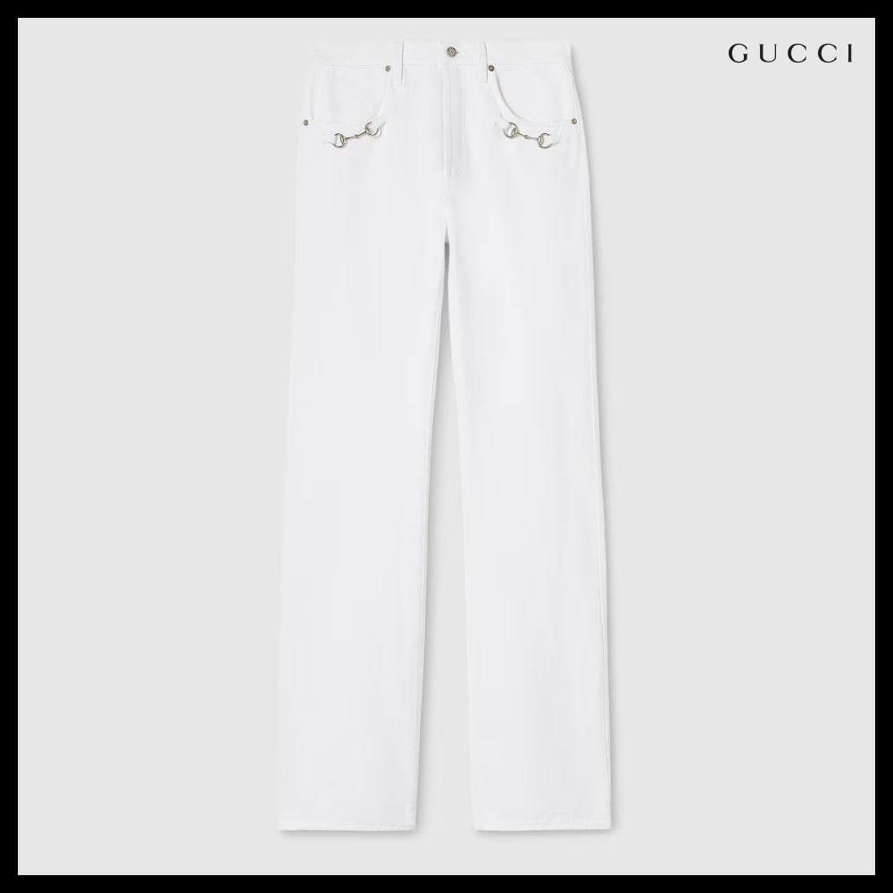 【GUCCI】Cotton Denim Pants With Horsebit Detail