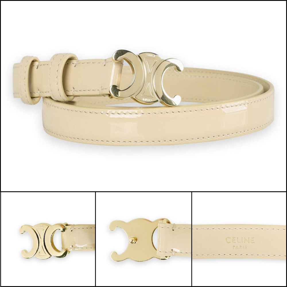 【CELINE】Small Triomphe Buckle Belt Beige