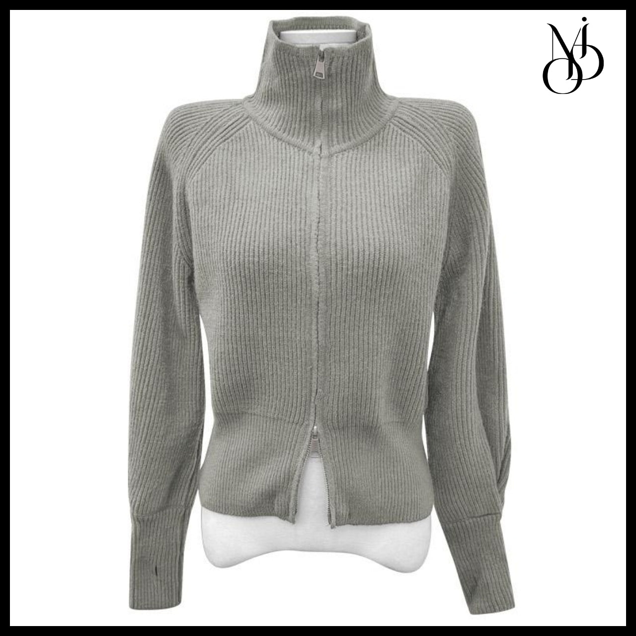 【MODIMOOD】Turtleneck Two-Way Pintuck Sleeve Knit Zip-Up