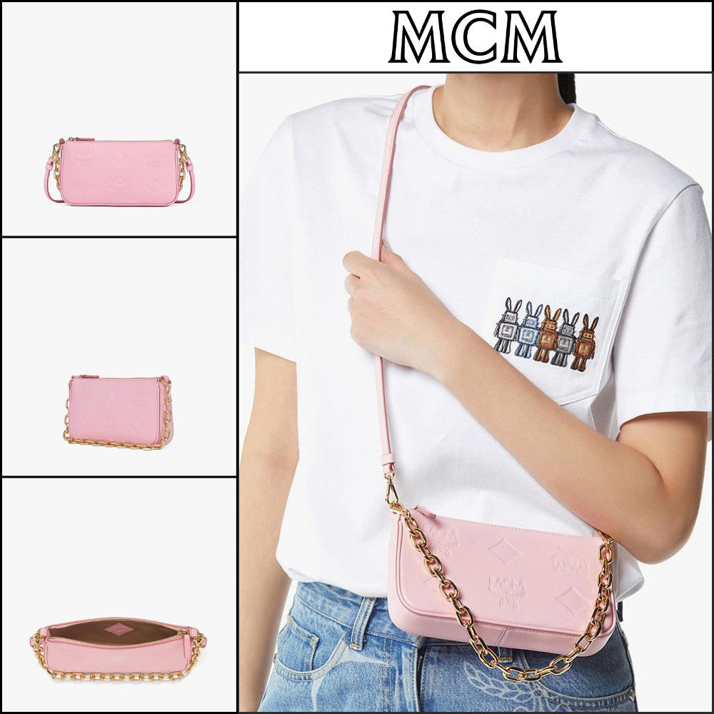 【MCM】Aren maxi monogram leather chain crossbody
