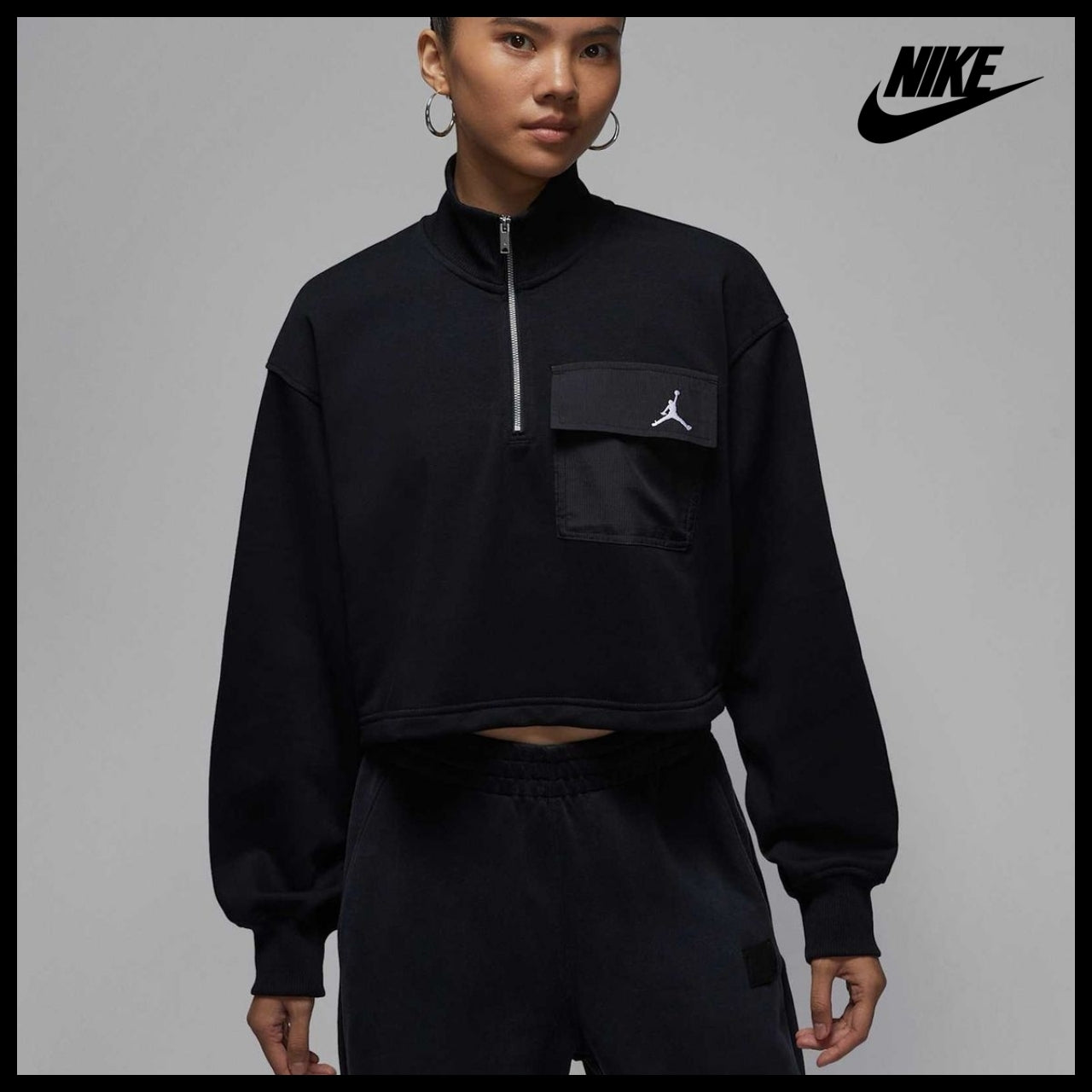 【NIKE】Brooklyn Fleece 1/4 Zip Hike Mike Top W Black