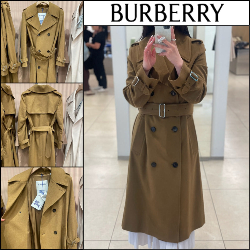 【Burberry】Cashmere Belted Long Trench Coat Shrew