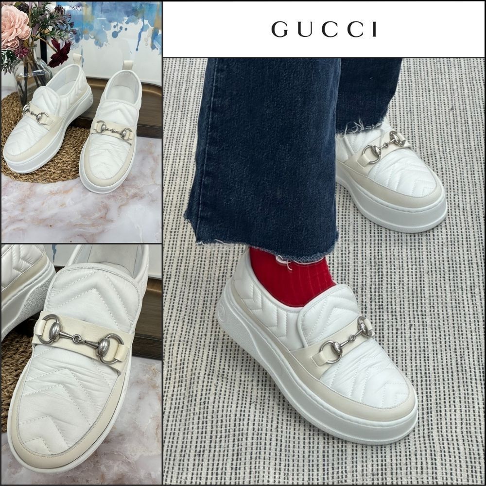 【GUCCI】Horsebit Matelasse Calf Leather Women’s Sneakers