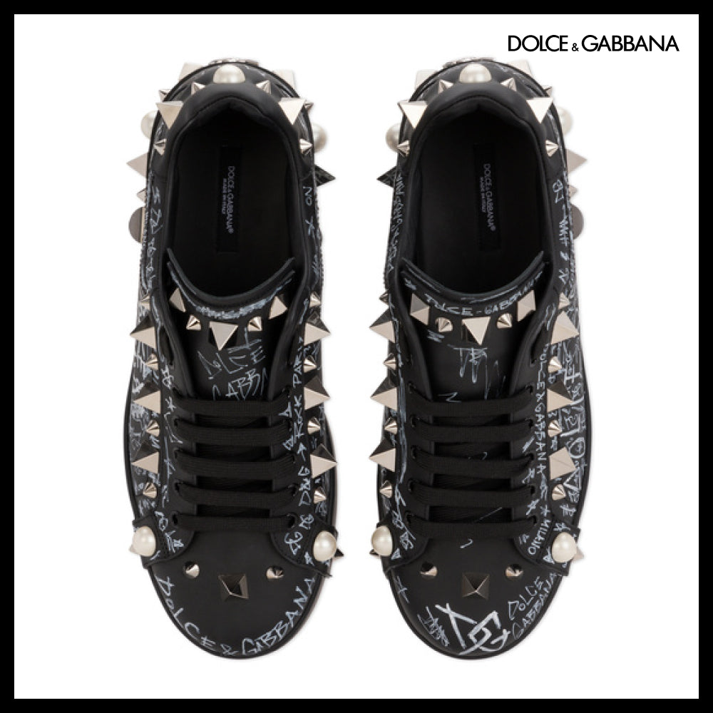 【Dolce & Gabbana】CALFSKIN NAPPA PORTOFINO SNEAKERS WITH