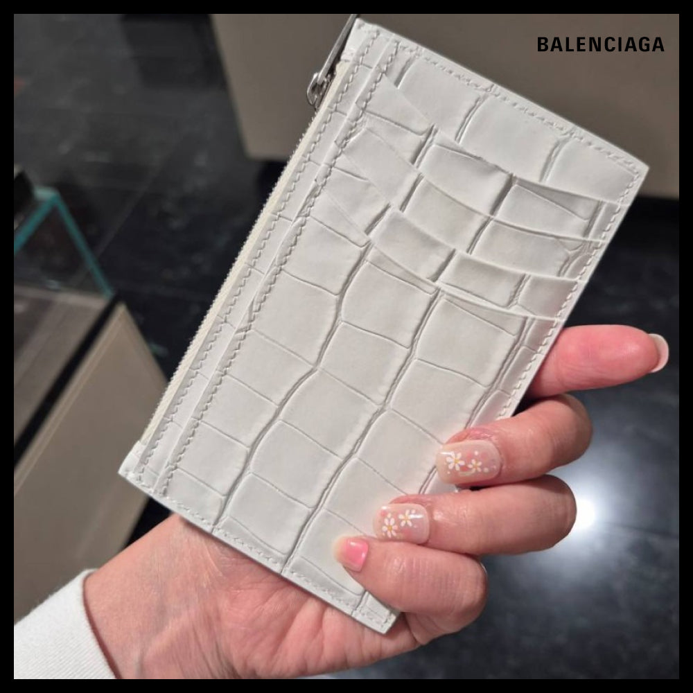 【BALENCIAGA】Hourglass Long Coin & Card Holder White