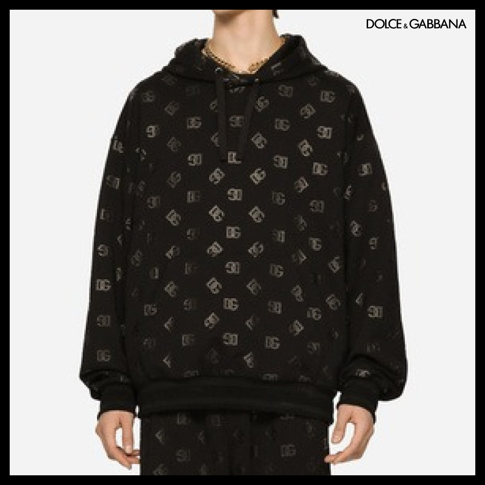 【Dolce & Gabbana】JERSEY HOODIE WITH DG PRINT