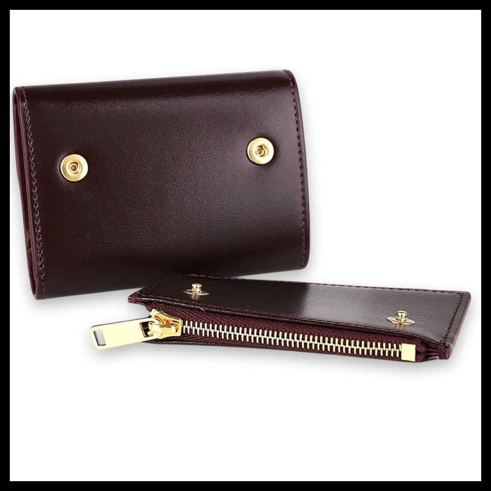 【CELINE】Triomphe Compact Coin Pocket Wallet Burgundy