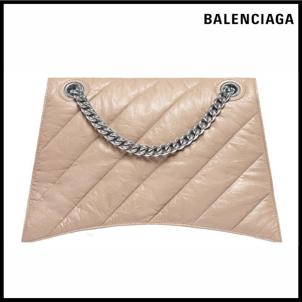 【BALENCIAGA】Crush Medium Chain Bag Quilted Light Brown