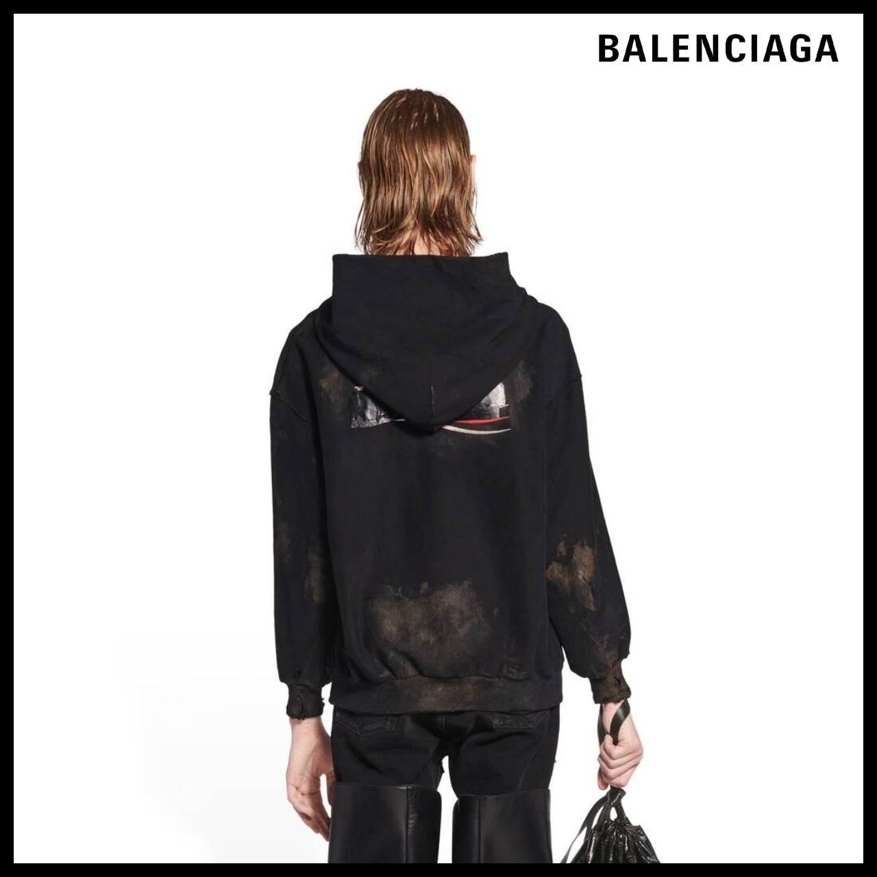 【BALENCIAGA】Gaffer Zip-Up Hoodie Small Fit Black