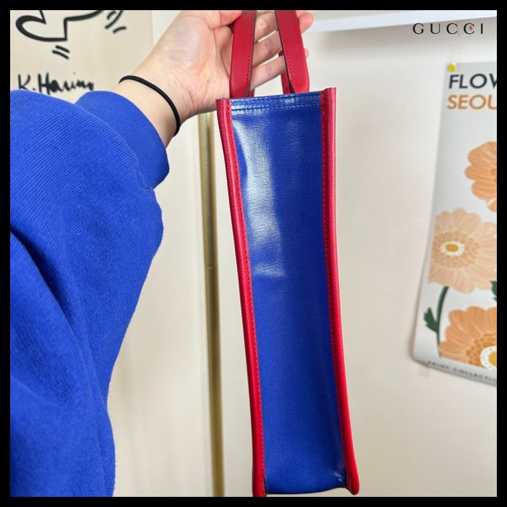 【GUCCI】ロゴプリント コーティングキャンバス スクエア トート