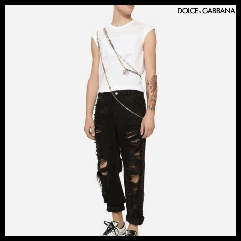 【Dolce&Gabbana】COTTON T SHIRT EMBOSSED LOGO WHITE