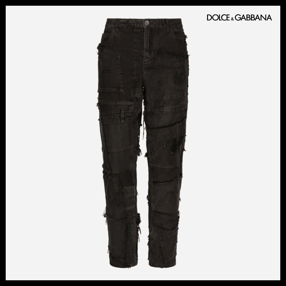【Dolce & Gabbana】LOOSE OVERDYED PATCHWORK DENIM JEANS