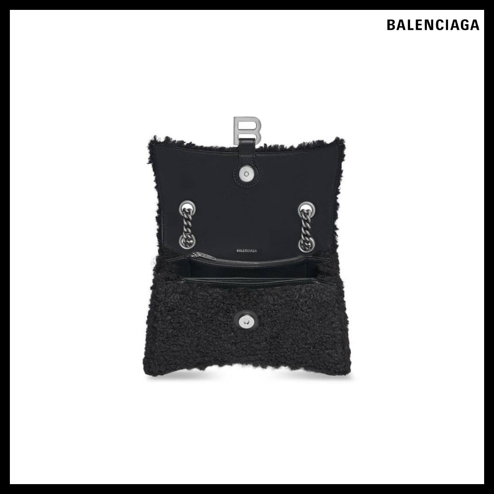 【BALENCIAGA】Crush Small Chain Bag with Faux Shearling
