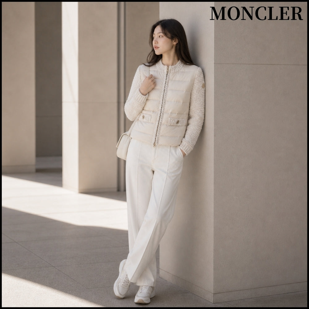 【MONCLER】Padded Zip-up Cardigan Light Beige