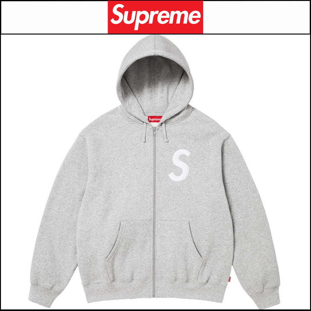 【Supreme】S Logo Zip Up Hooded Sweatshirt Heather Grey 25FW