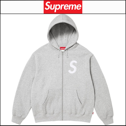 【Supreme】S Logo Zip Up Hooded Sweatshirt Heather Grey 25FW